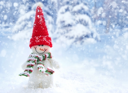 снеговик, шапка, снег, зима, новый год, праздник, белые, красные